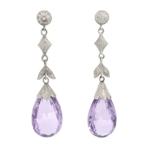 Art Deco 14k Amethyst Briolette Drop Earrings