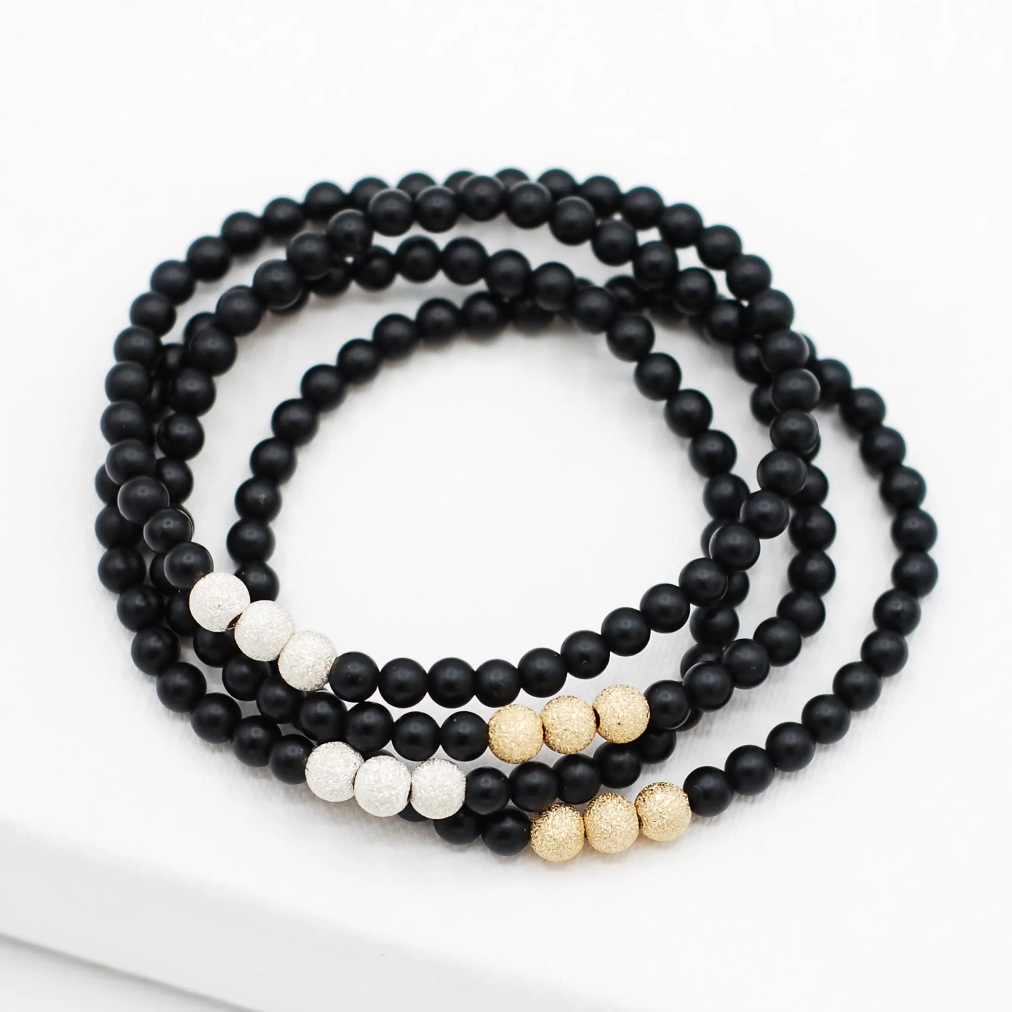 Black Onyx & Sparkle Bead Bracelet