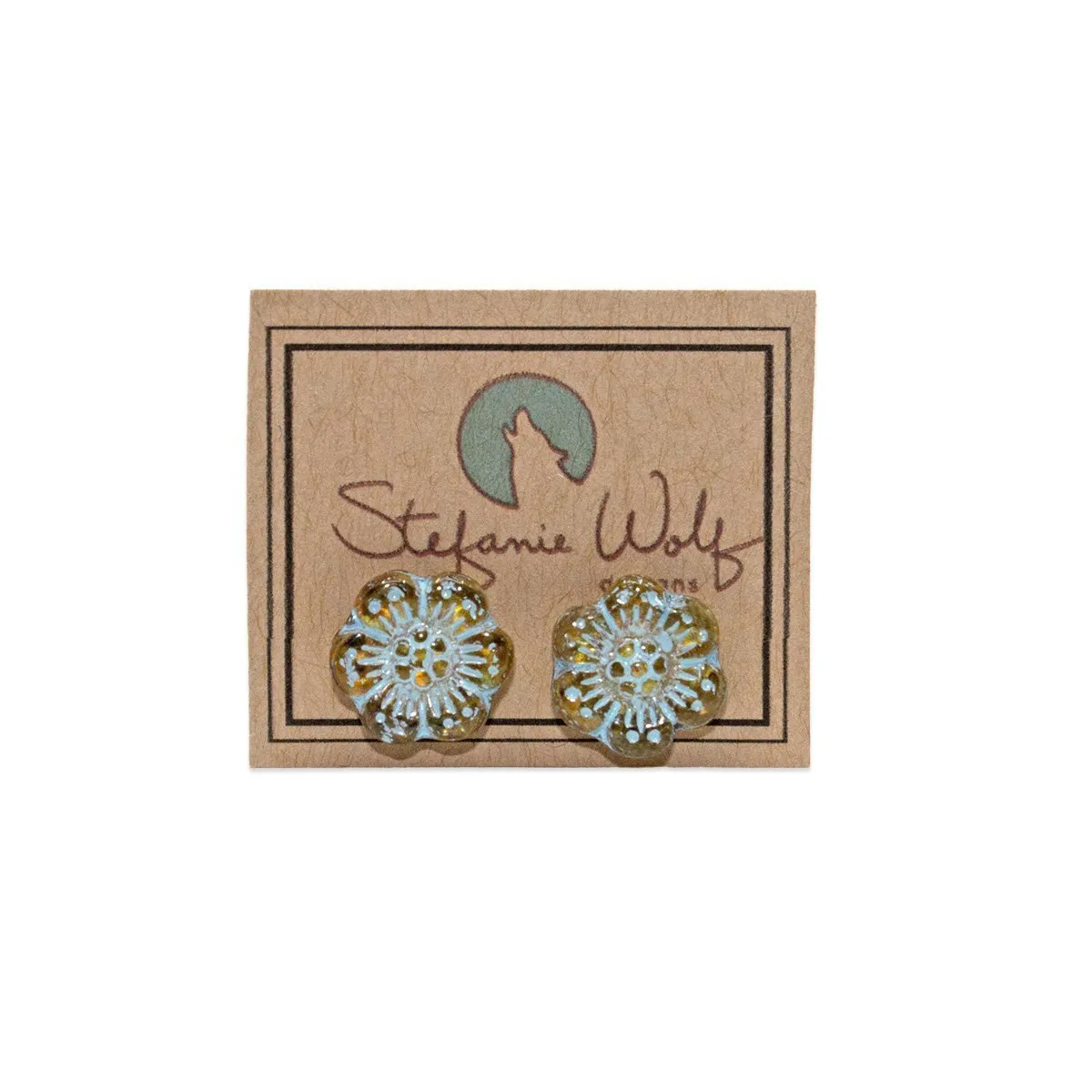 Blue Wild Rose Flower Stud Earrings