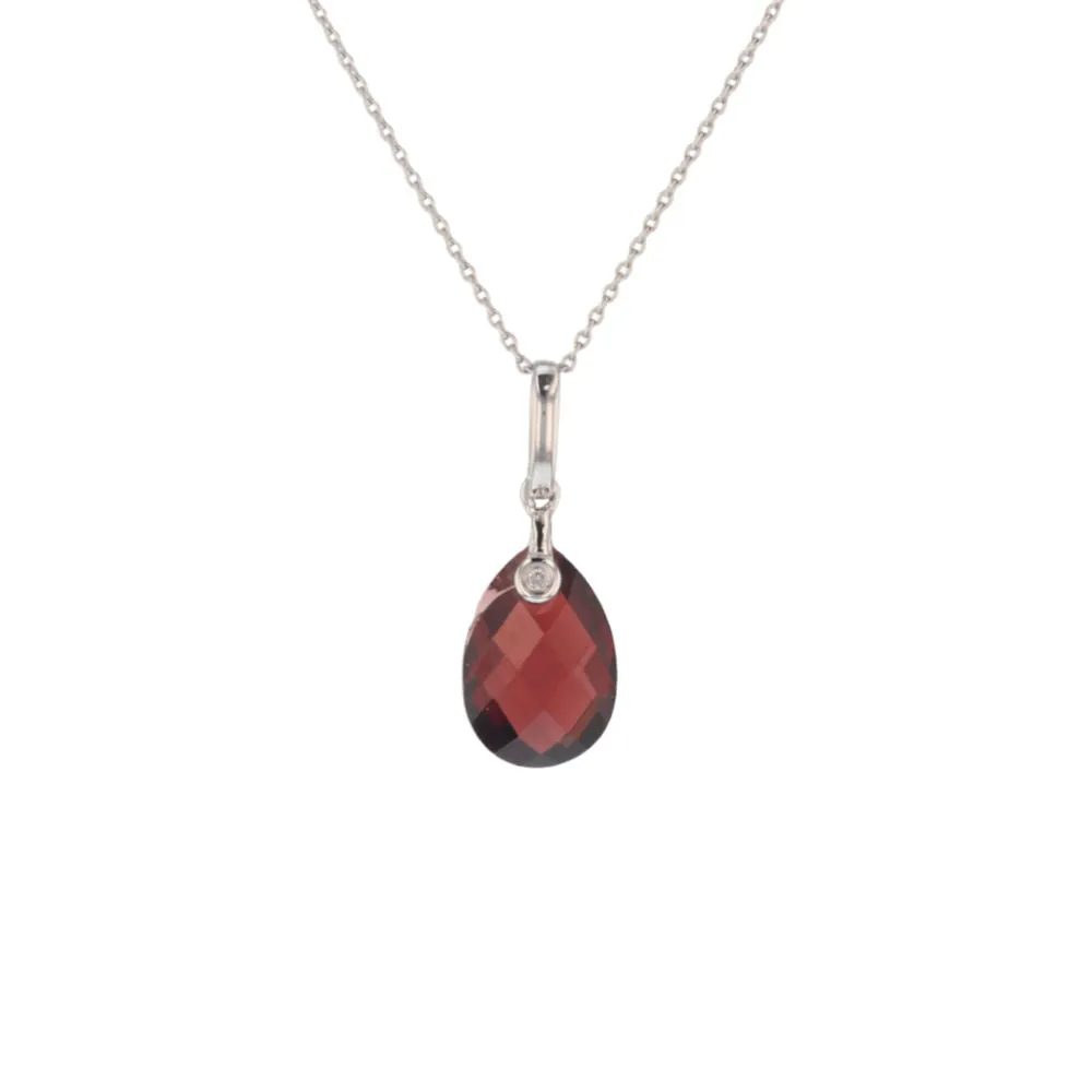 Briolette Garnet & Diamond Pendant