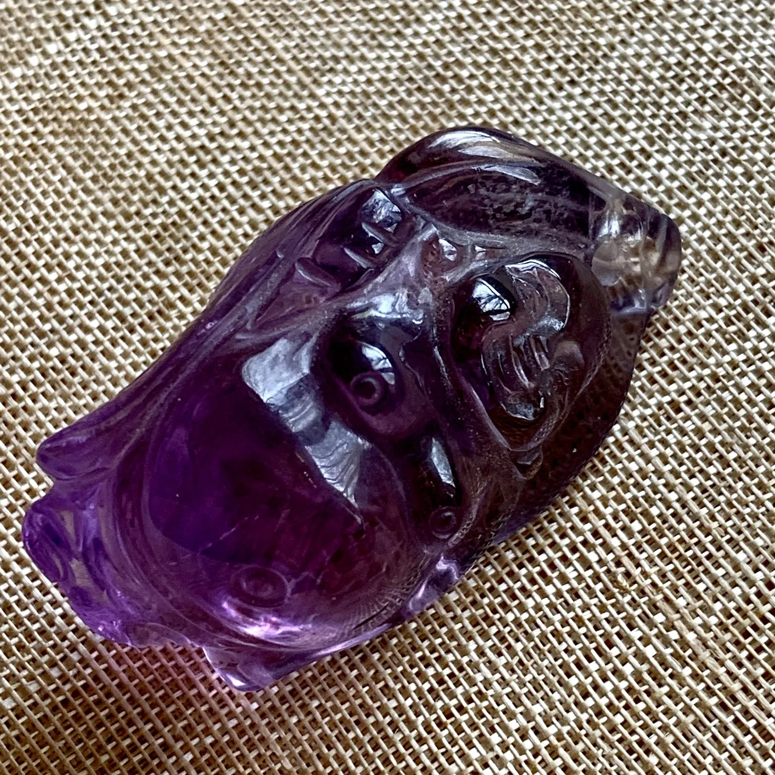 Carved Amethyst Buddha Pendant