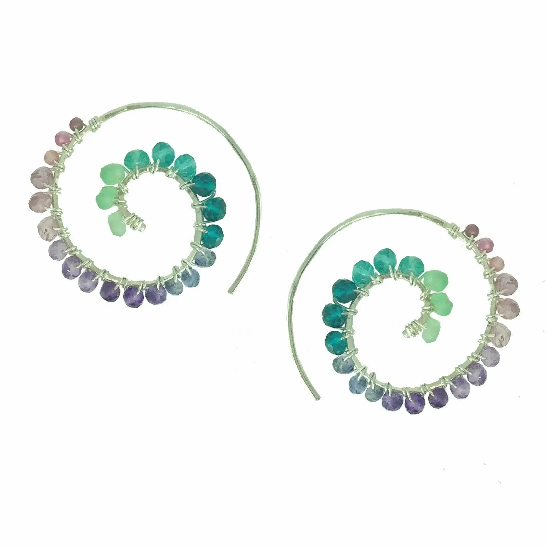 Chrysoprase Teal Quartz Amethyst Pink Amethyst Tourmaline Earrings E001UNI by Vannucci