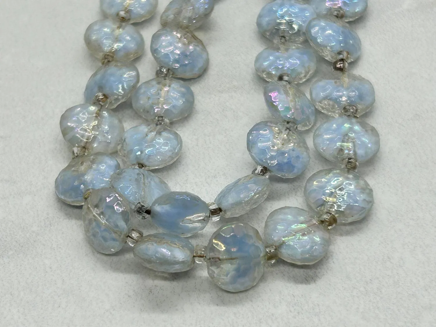 Clear and Pale Blue Gray Bead Necklace