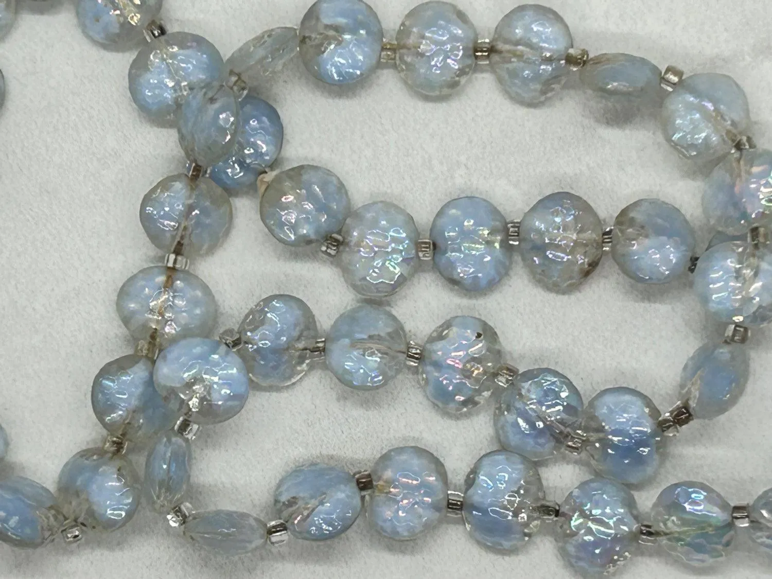 Clear and Pale Blue Gray Bead Necklace