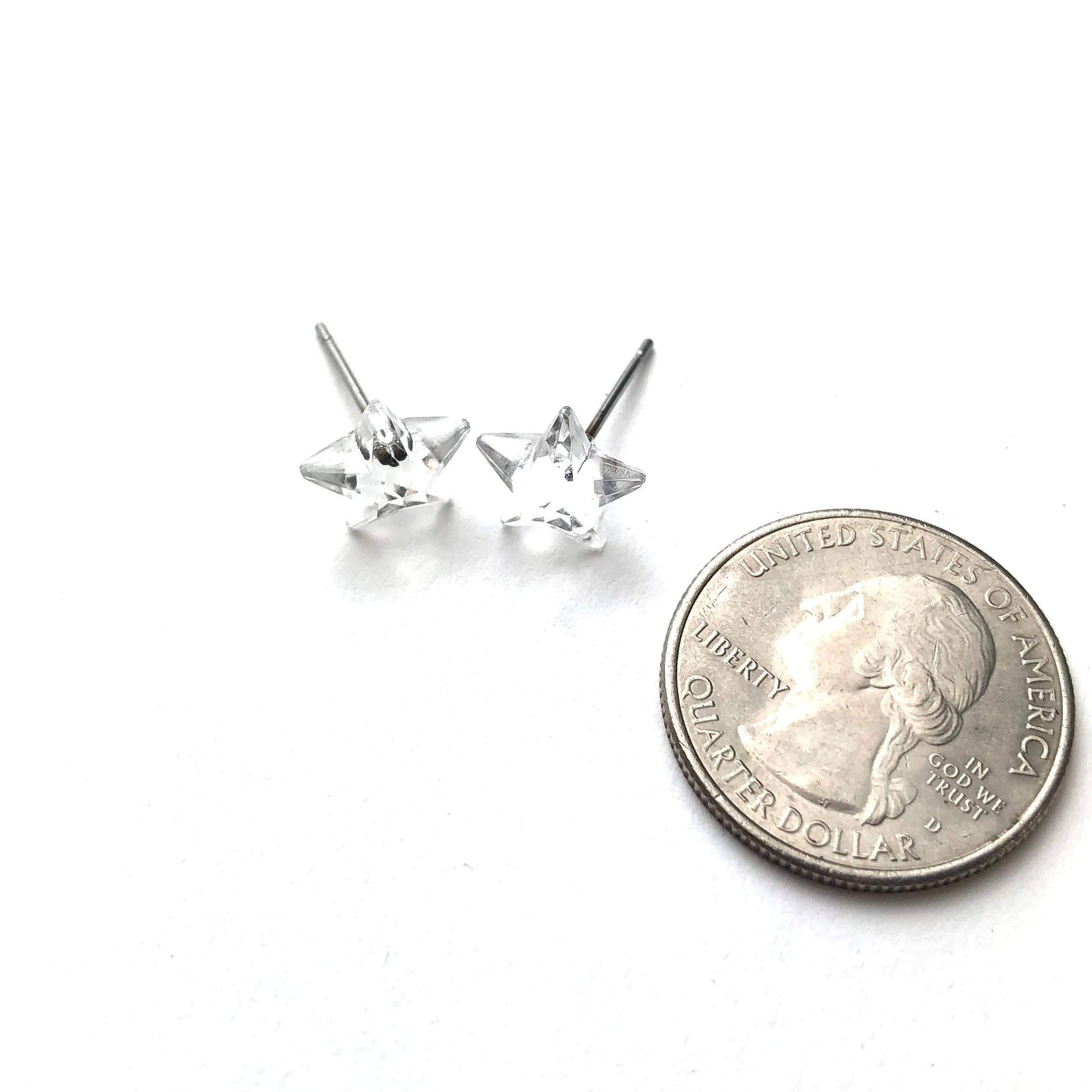 Clear Faceted Petite Star Stud Earrings