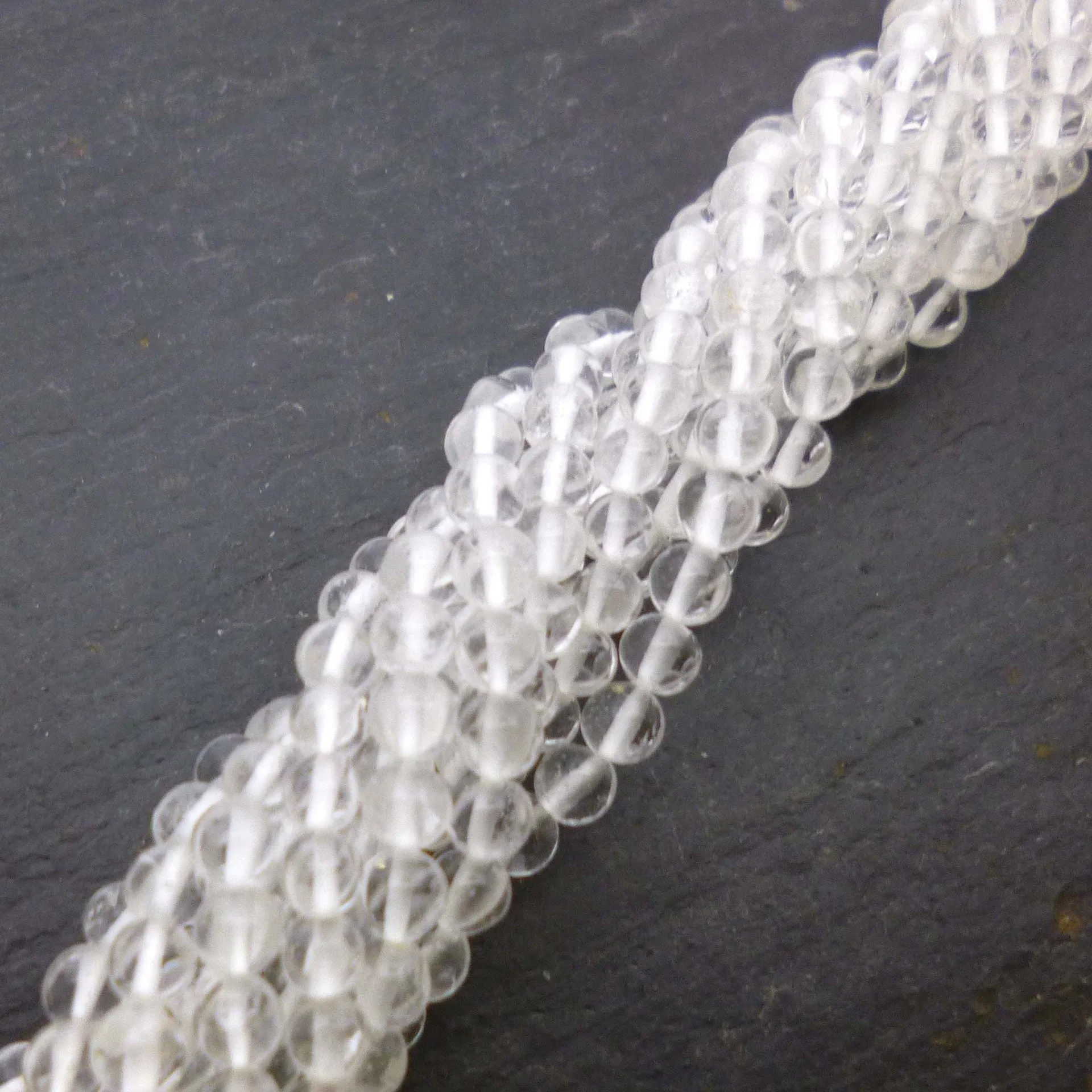 Crystal Quartz 4mm Round Beads 15" Strand