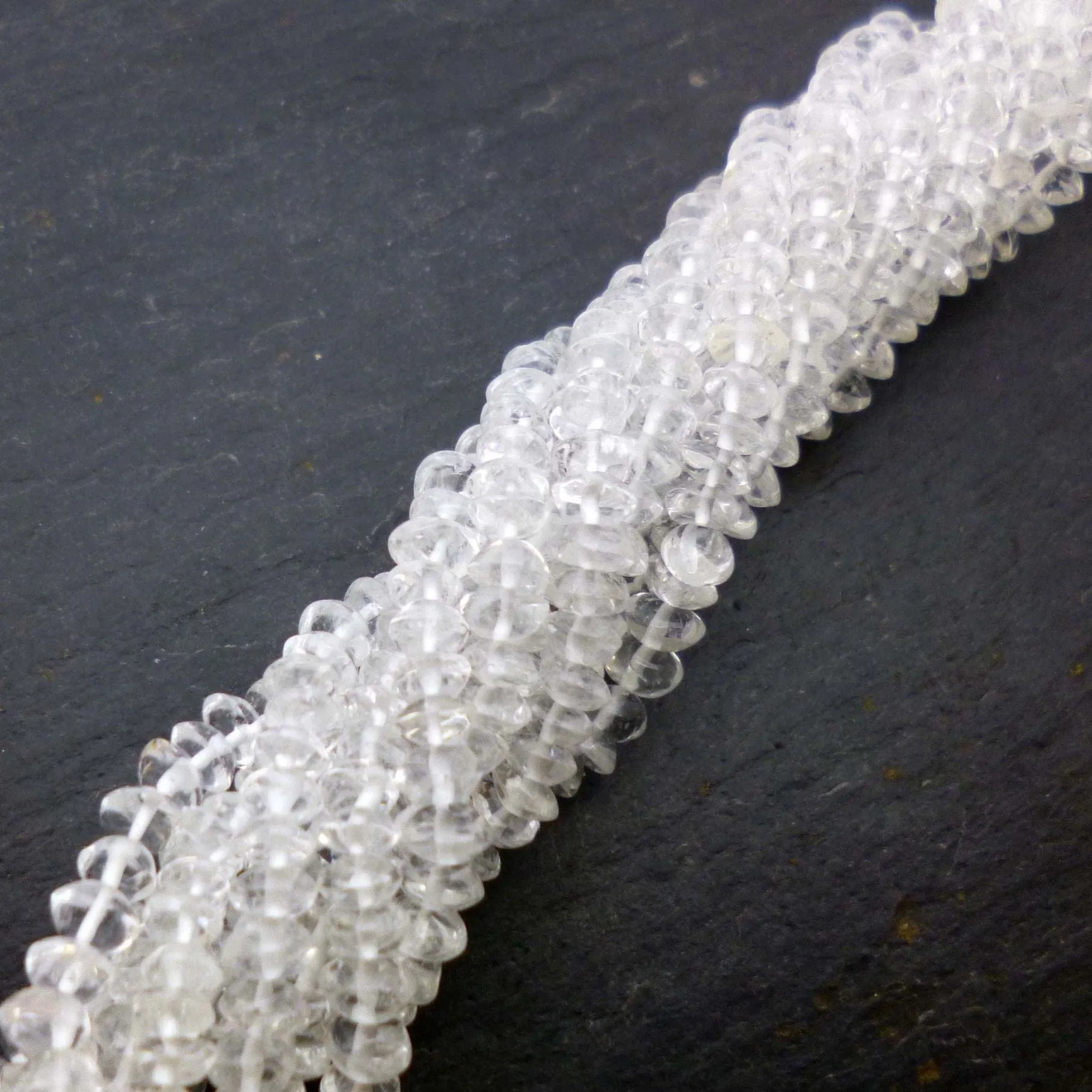 Crystal Quartz Button Beads 15" Strand