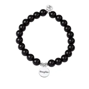 Daughter | Stone Beaded Charm Bracelet | Onyx