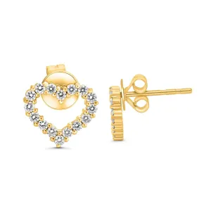 Diamond Open Heart Stud Earrings