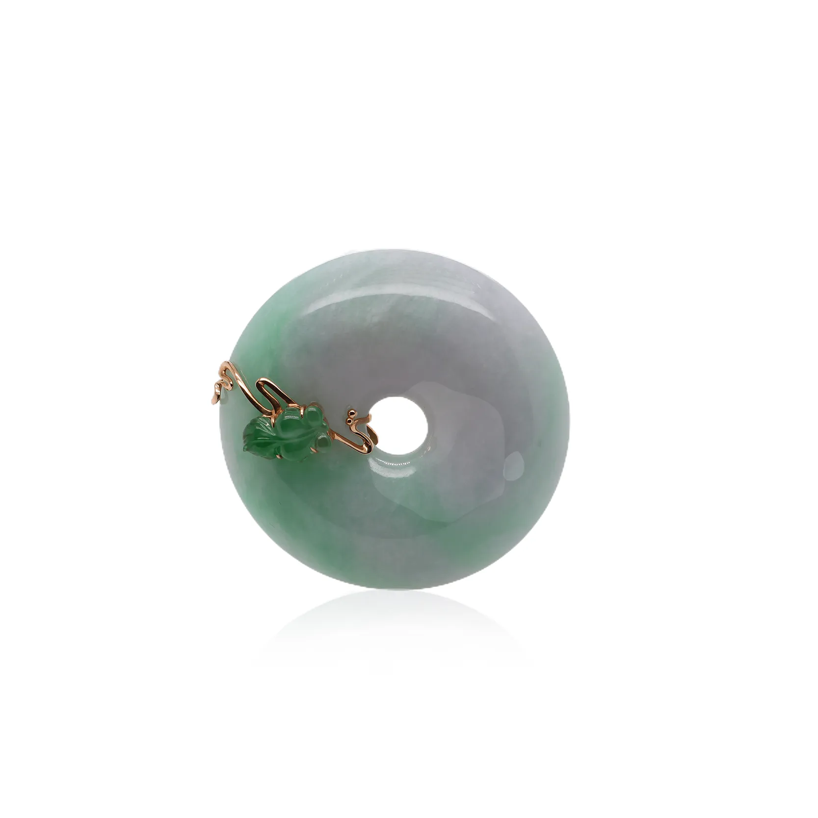 Donut Jade with Gold Fish Pendant