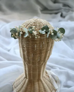 Dried Flower Crown EUCALYPTUS   BABY'S BREATH