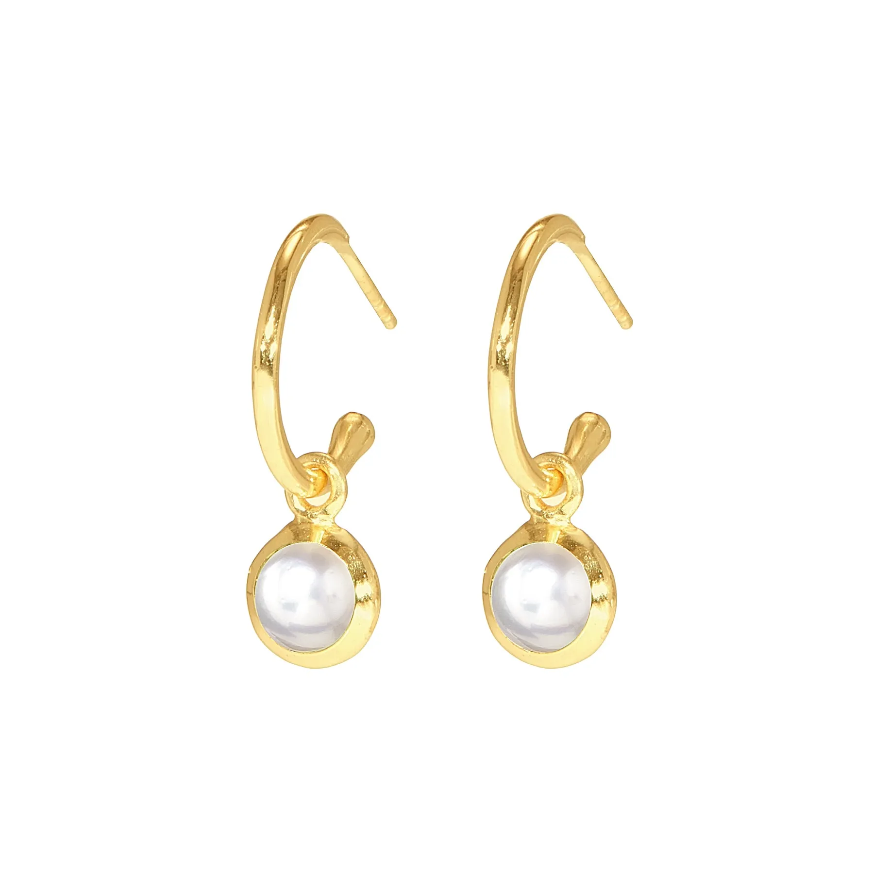 Earrings - Huggie Hoops in Pearl