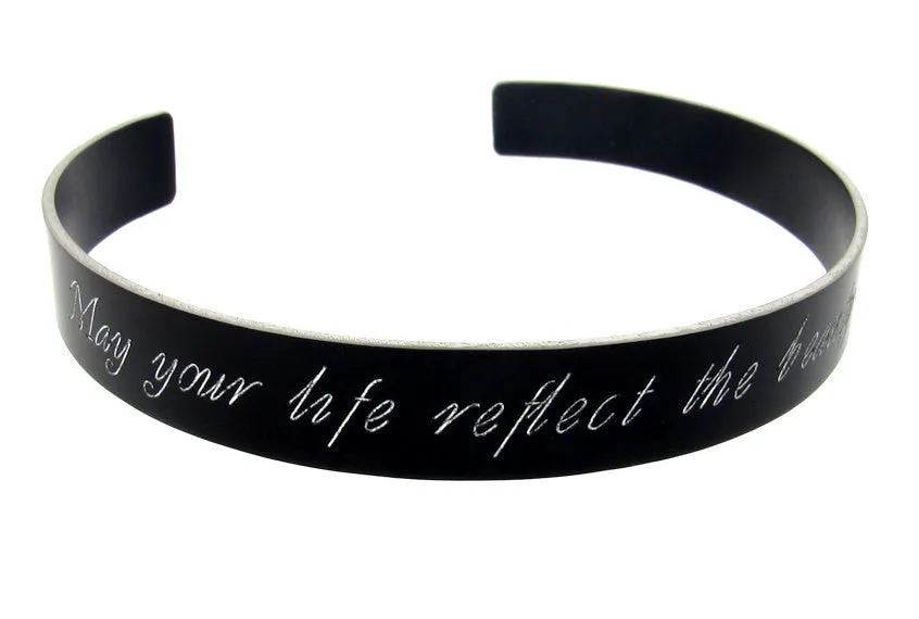 Engraved Message Memory Black Bracelet