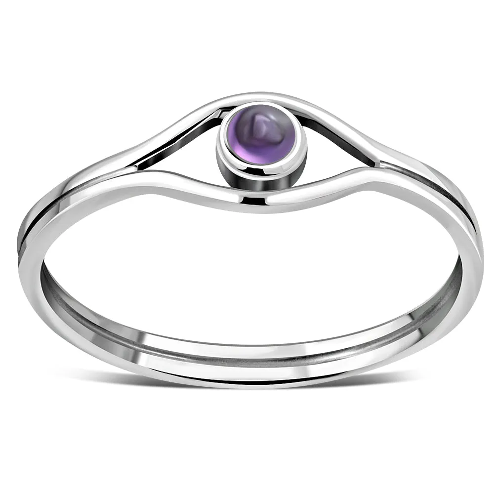 Evil Eye Sterling Silver Amethyst Stone Ring