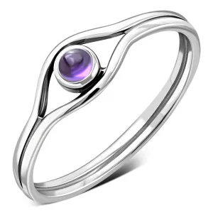 Evil Eye Sterling Silver Amethyst Stone Ring