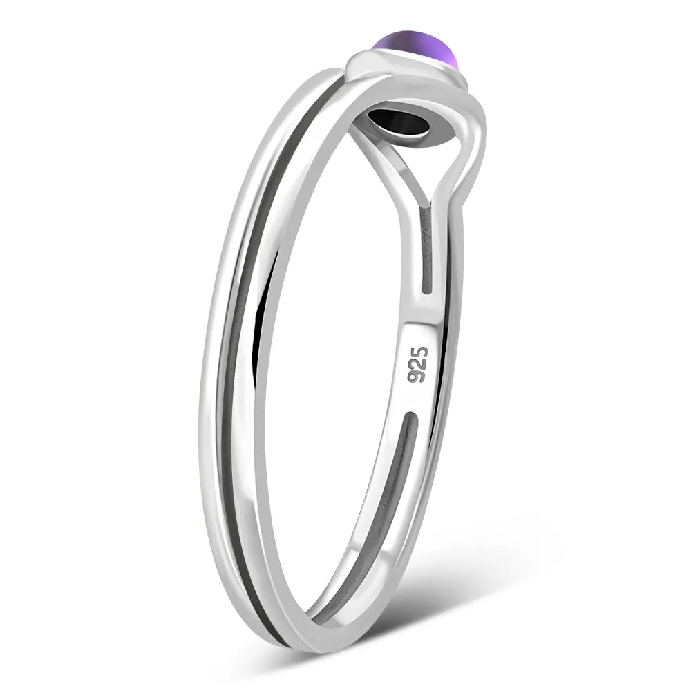 Evil Eye Sterling Silver Amethyst Stone Ring