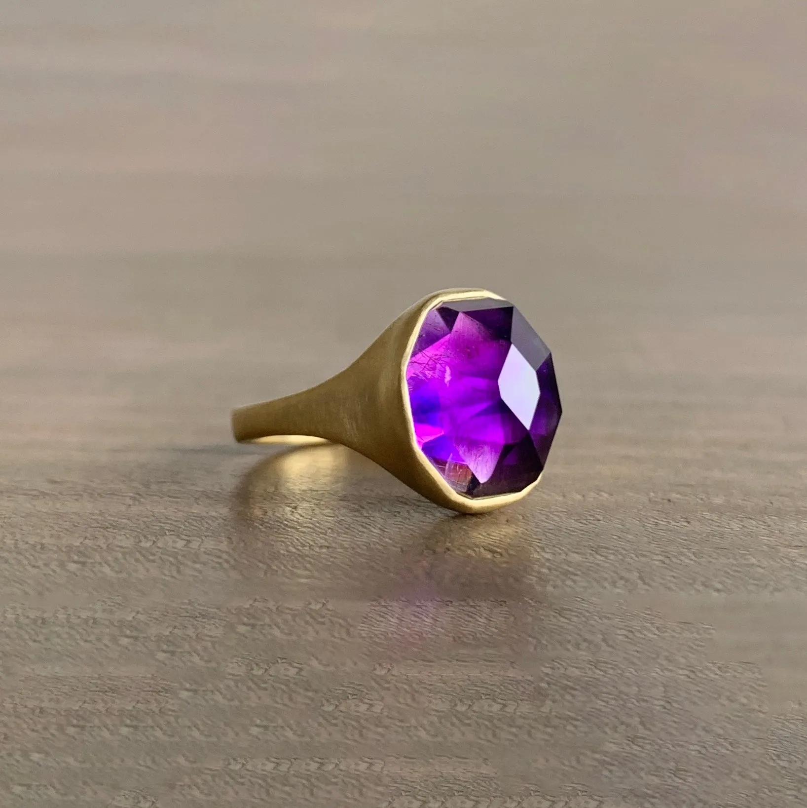 Faceted Oval Moroccan Fire Amethyst Cast Ring