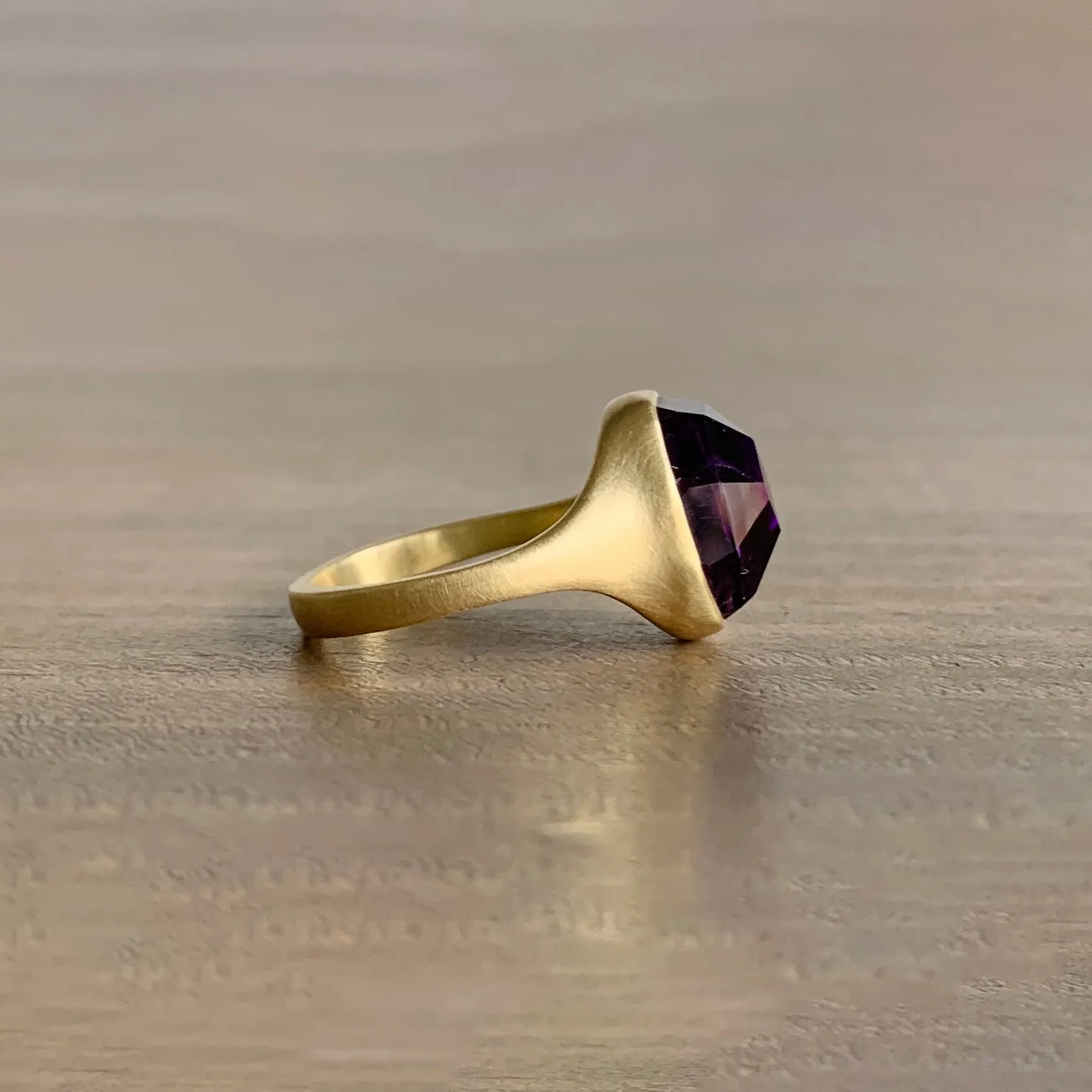 Faceted Oval Moroccan Fire Amethyst Cast Ring