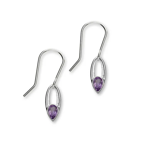 February Birthstone Silver Earrings CE404 Amethyst