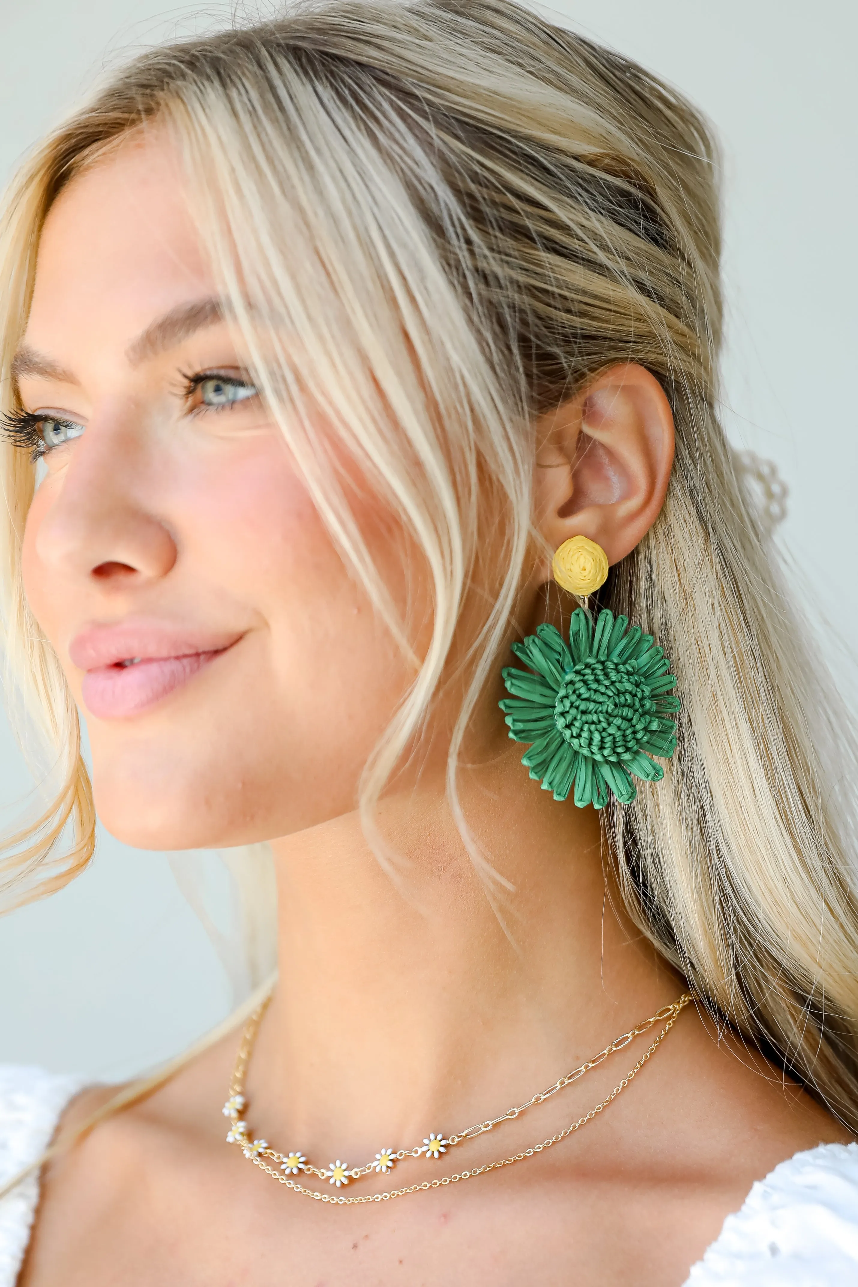 FINAL SALE - Abby Straw Flower Statement Earrings