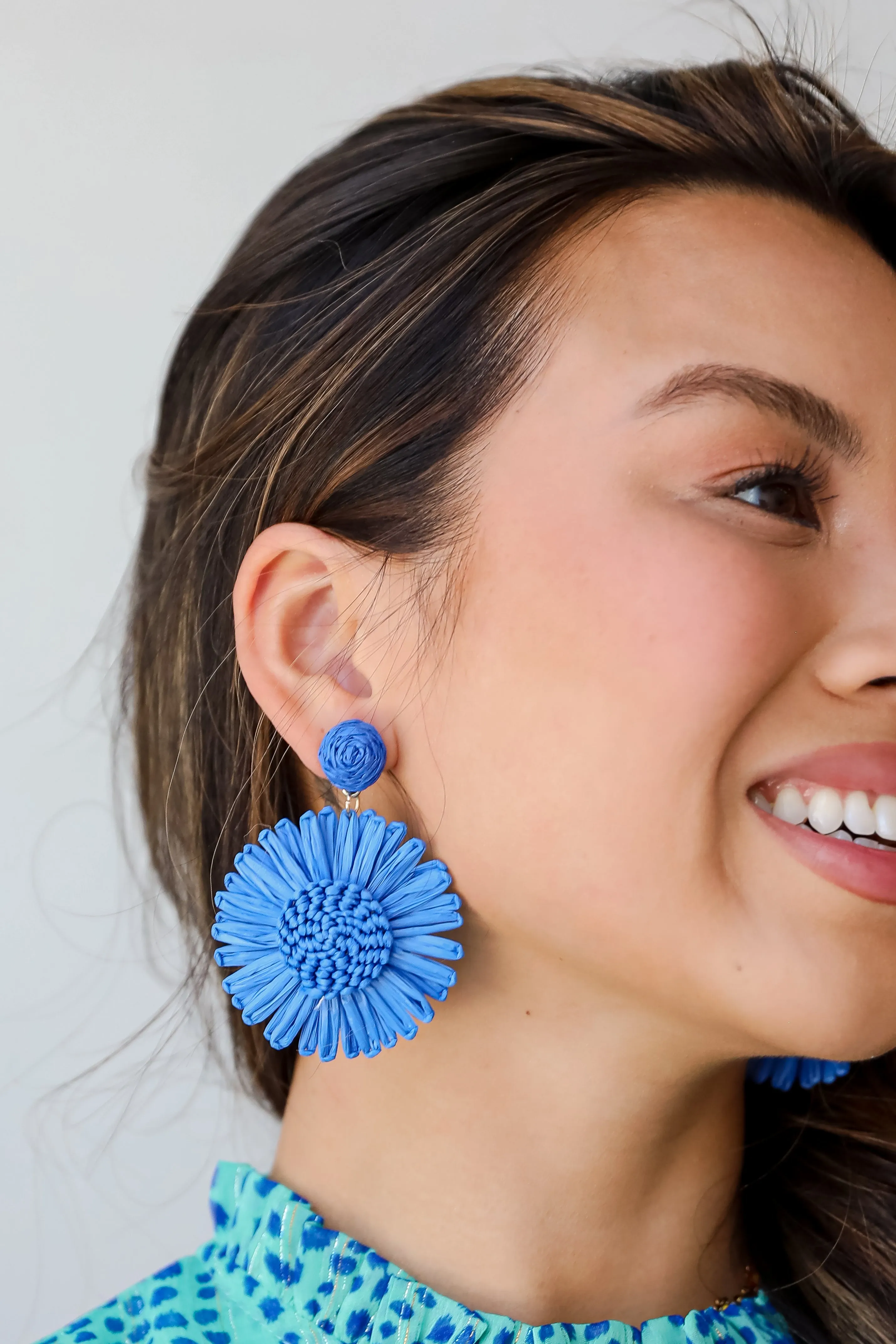 FINAL SALE - Abby Straw Flower Statement Earrings