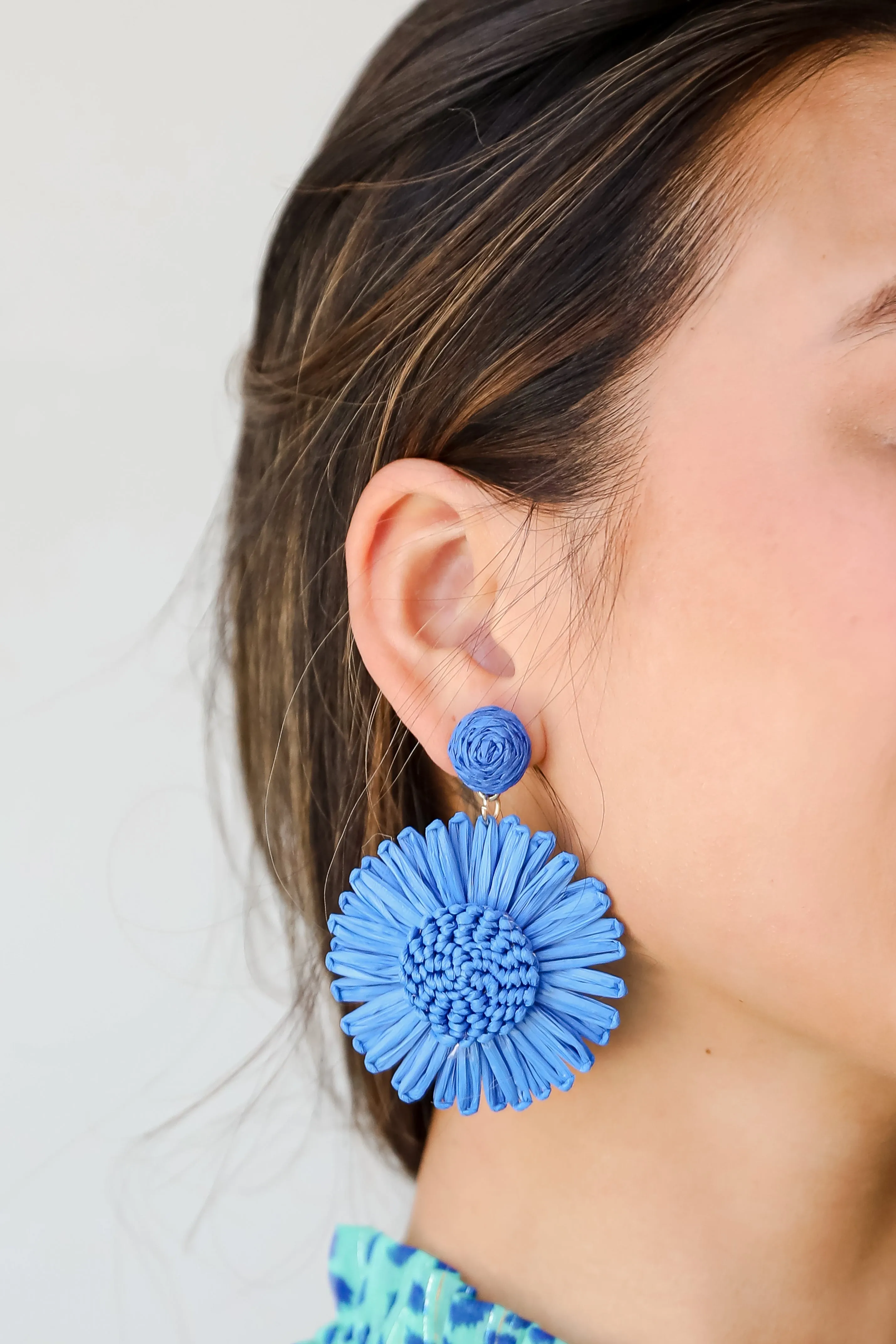 FINAL SALE - Abby Straw Flower Statement Earrings