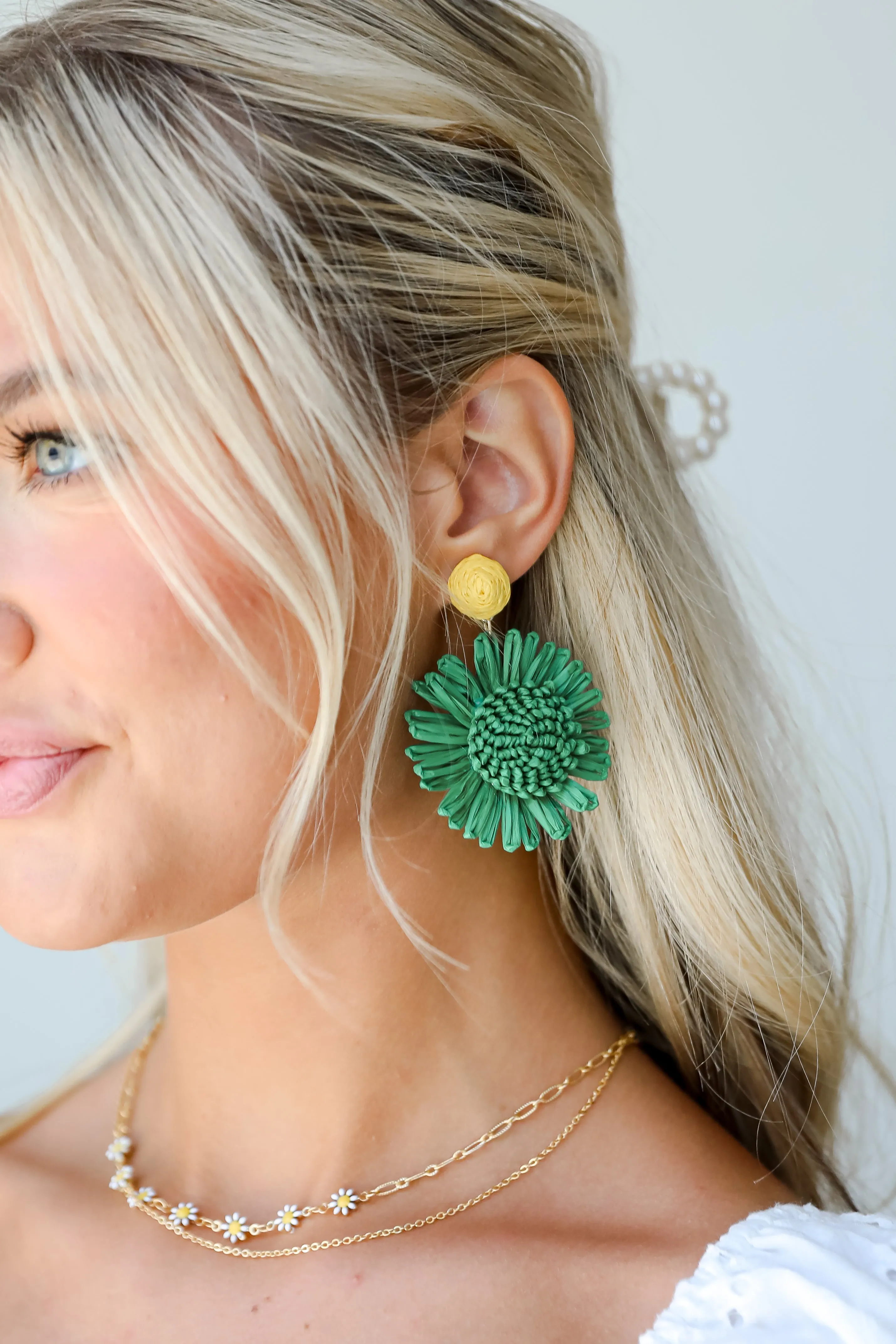 FINAL SALE - Abby Straw Flower Statement Earrings