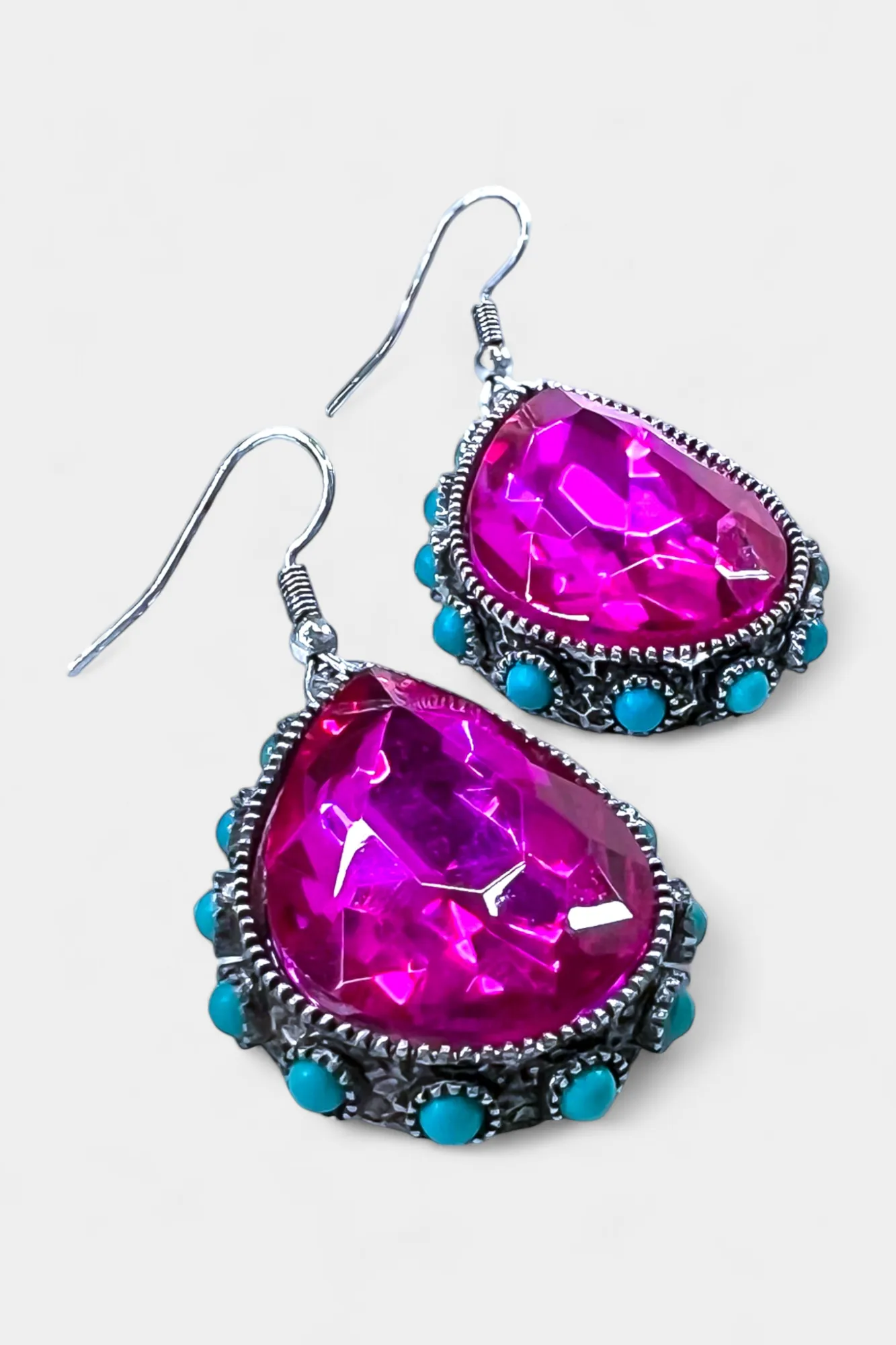 Fuchsia Western Teardrop Earrings