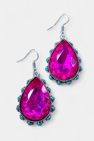 Fuchsia Western Teardrop Earrings