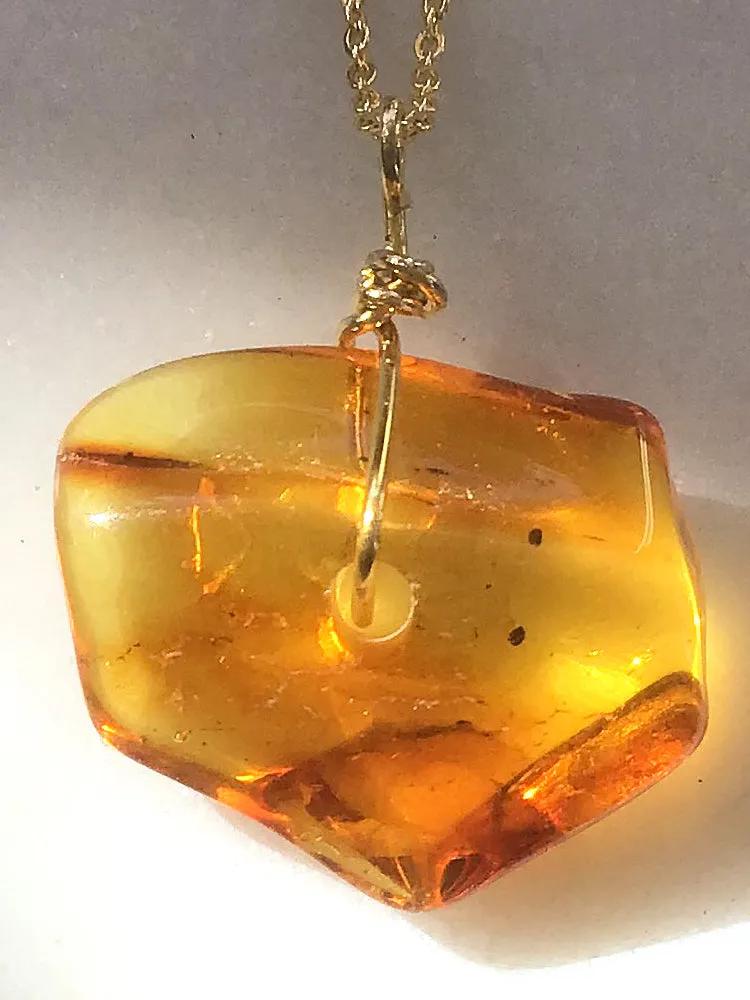 Genuine Natural Baltic Amber Necklace #04 - 16 Kt Gold plated chain necklace Handmade Jewelry - Great gift