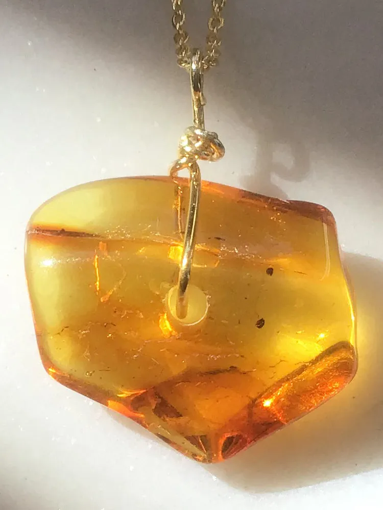 Genuine Natural Baltic Amber Necklace #04 - 16 Kt Gold plated chain necklace Handmade Jewelry - Great gift