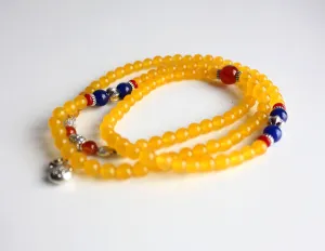 Glass Amber Beads Mala with Fish Charm