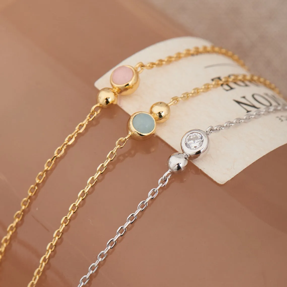 Gold Orb Amazonite Chain Bracelet