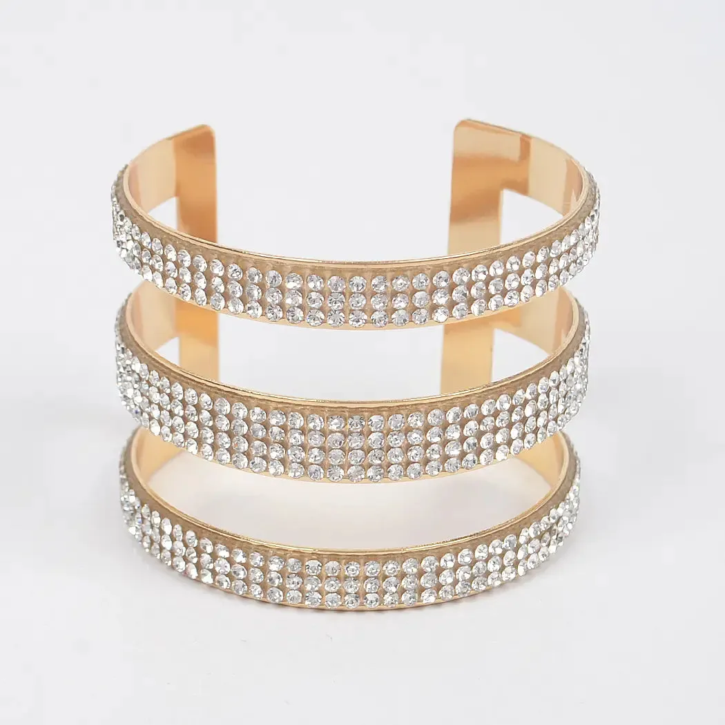 Gold Triple Rhinestone Cuff