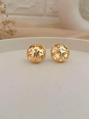 Golden Ball Stud Earings