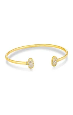 Grayson Crystal Cuff Bracelet Gold Metal White Cz