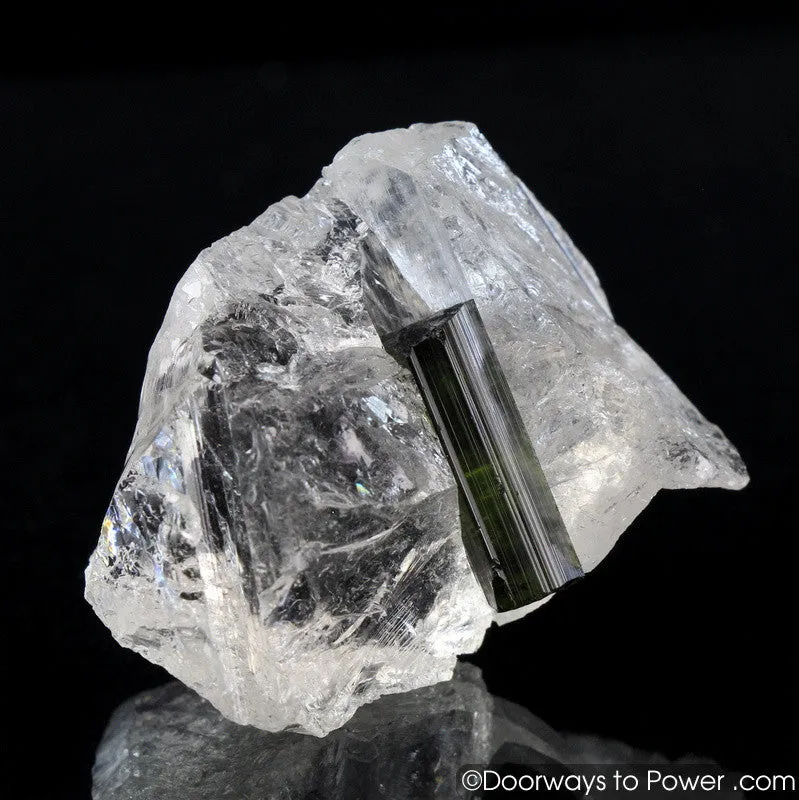 Green Tourmaline in Quartz Crystal 'Perfection' A    