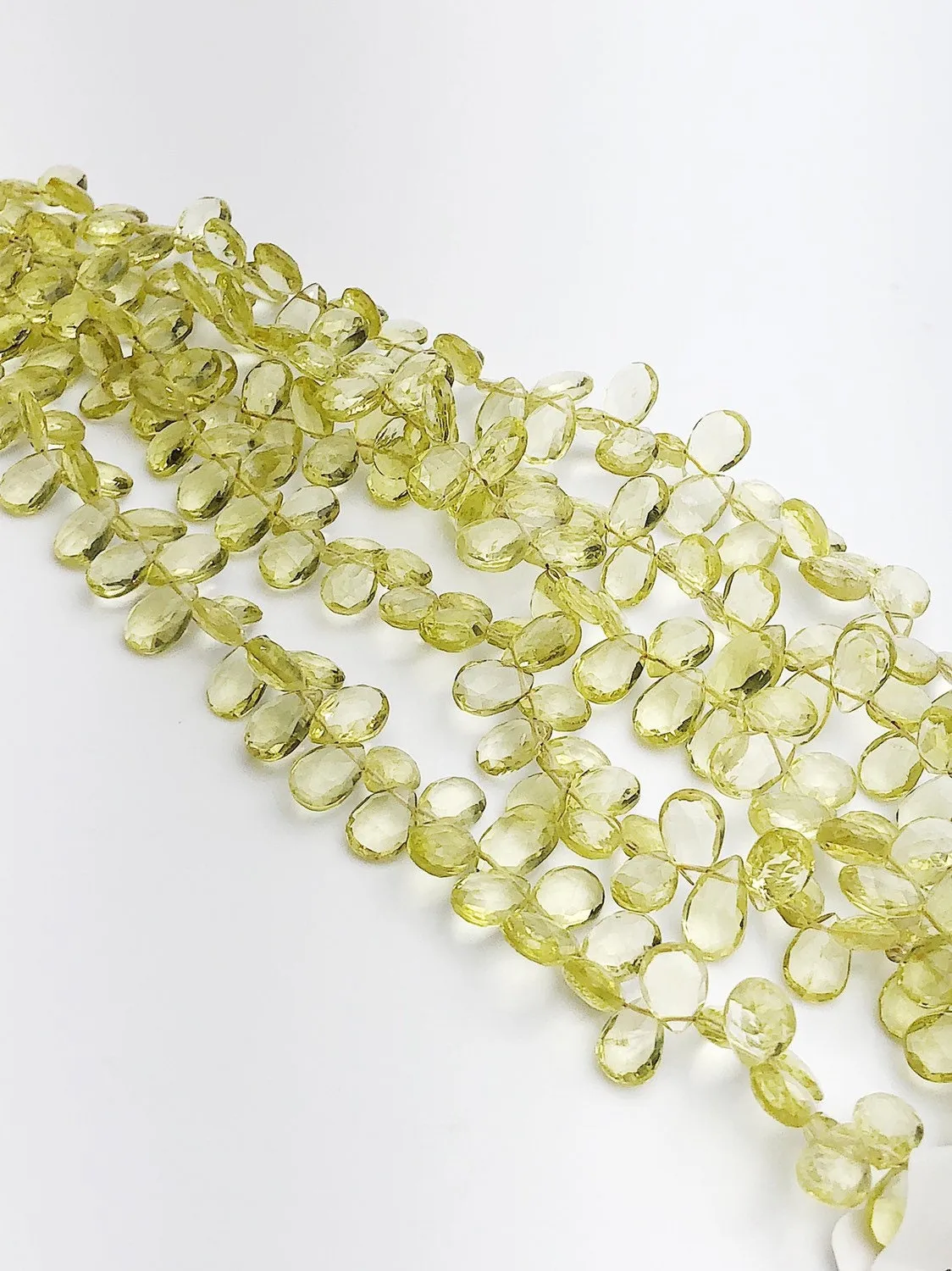 HALF OFF SALE - Lemon Quartz Flat Faceted Pear Gemstone Beads, Full Strand, Semi Precious Gemstone, 8"