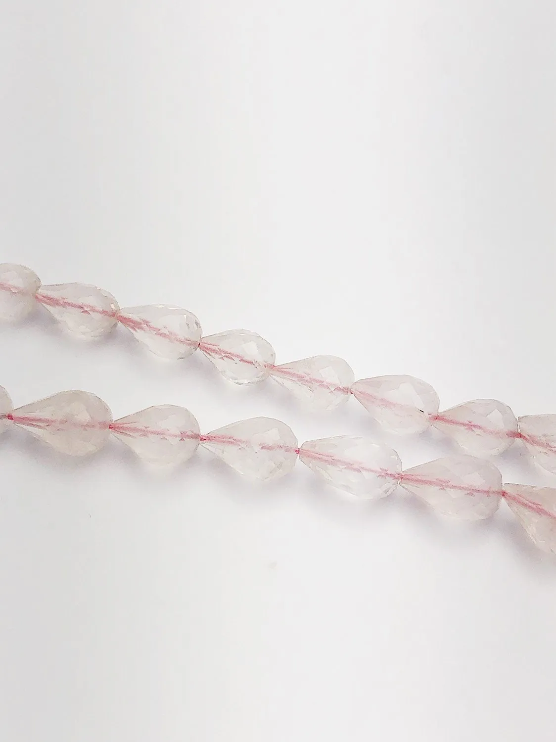 HALF OFF SALE - Rose Quartz Faceted Pear Gemstone Beads, Full Strand, Semi Precious Gemstone, 8"