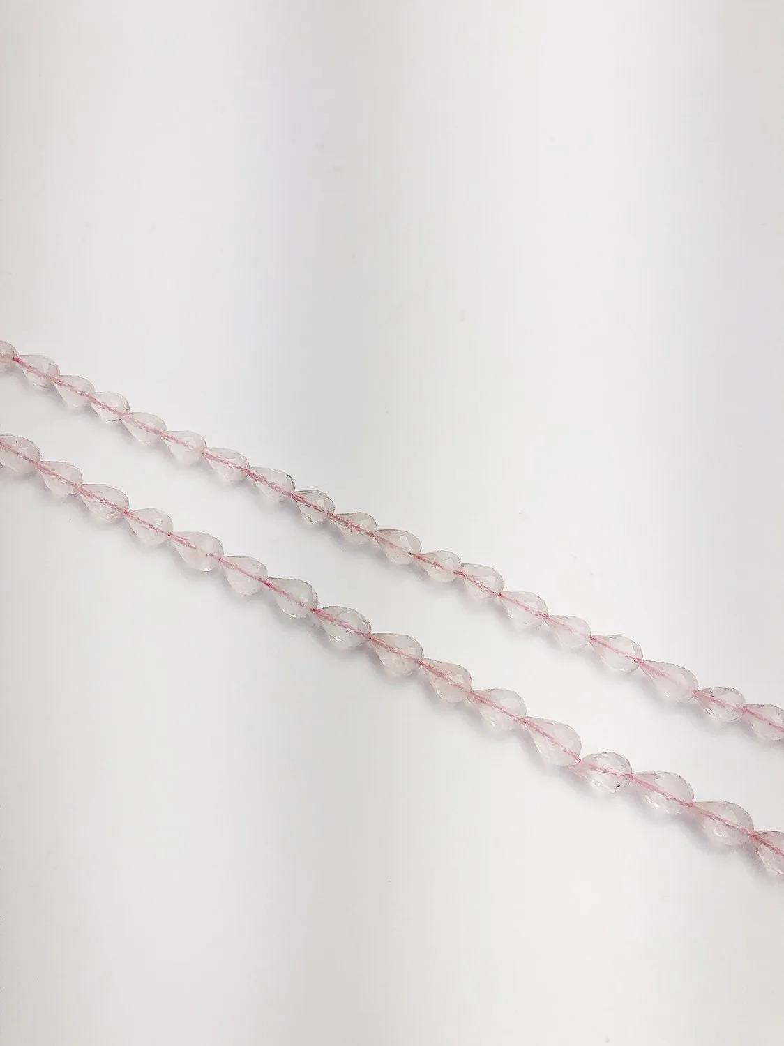 HALF OFF SALE - Rose Quartz Faceted Pear Gemstone Beads, Full Strand, Semi Precious Gemstone, 8"