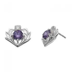 Heritage Lavenda Thistle Amethyst Stud Earrings 3221AM018