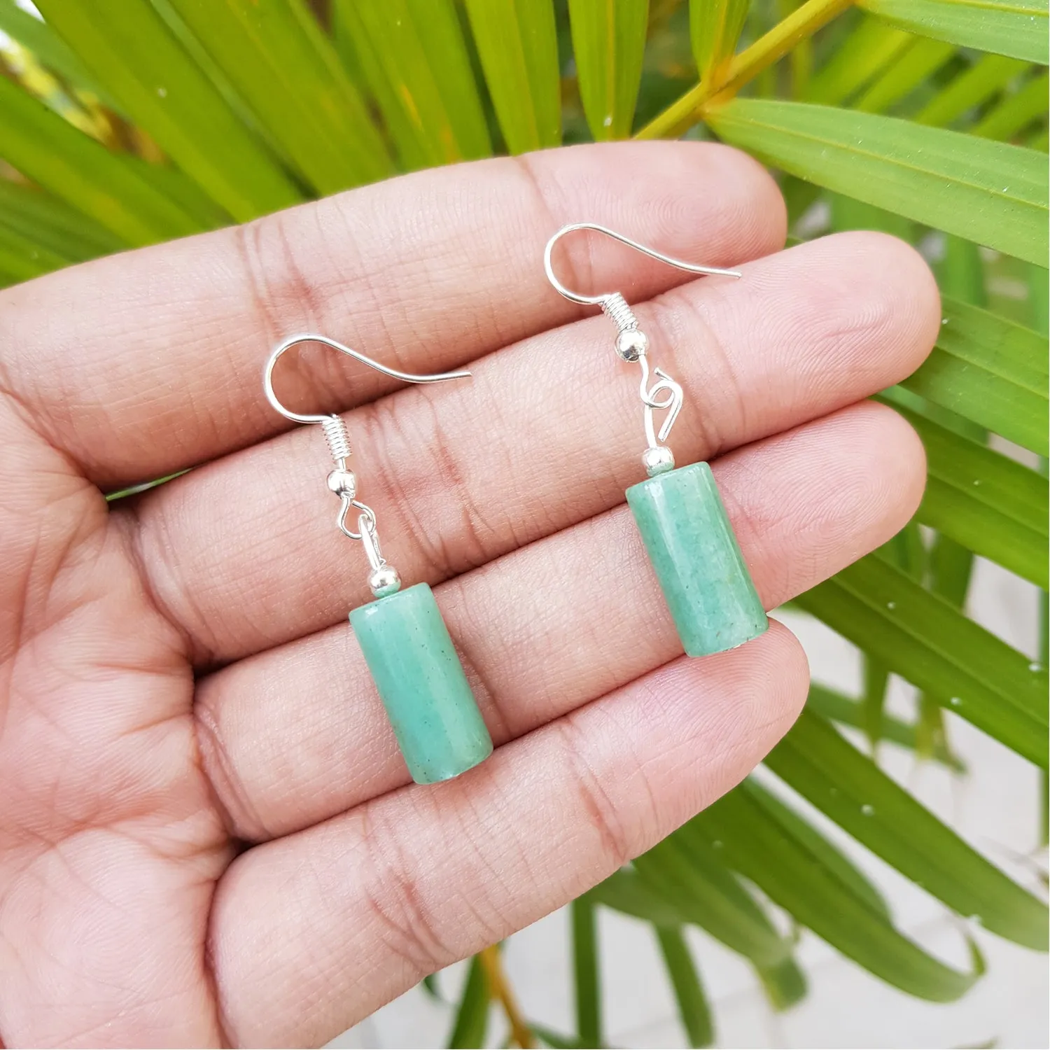 Imeora Green Onyx Cylindrical Shape Earrings