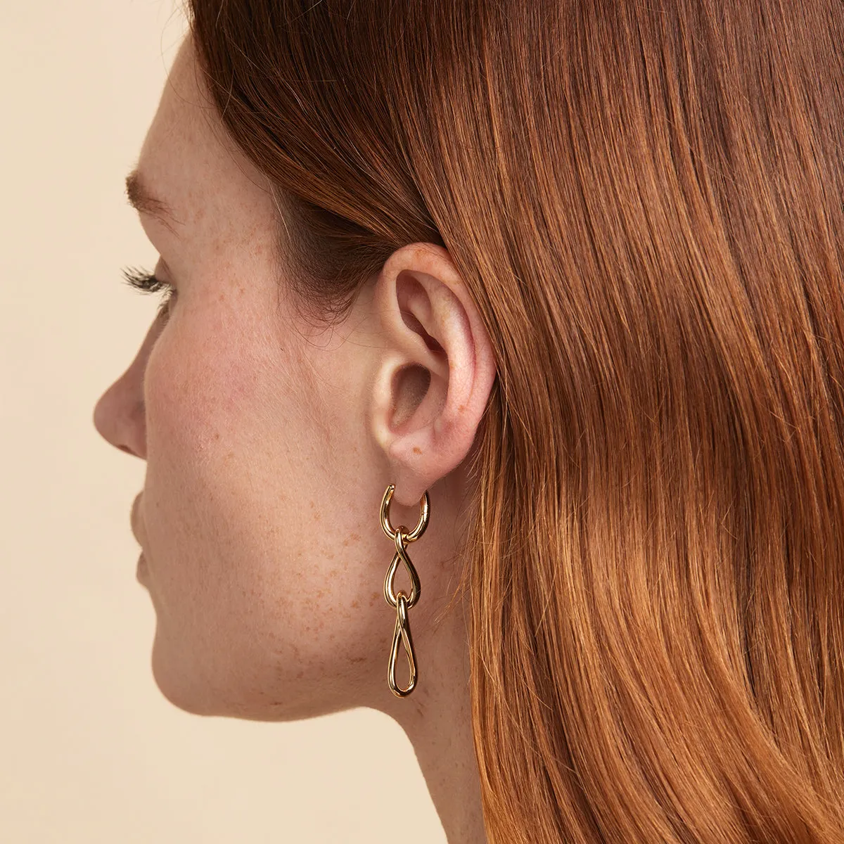 Infinite Drop Stud Earrings in Gold