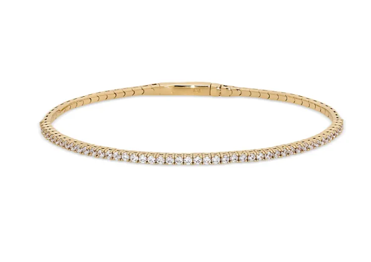 Kelly Waters Gold Plated CZ Thin Tennis Flex Cuff Bracelet (SI6008)