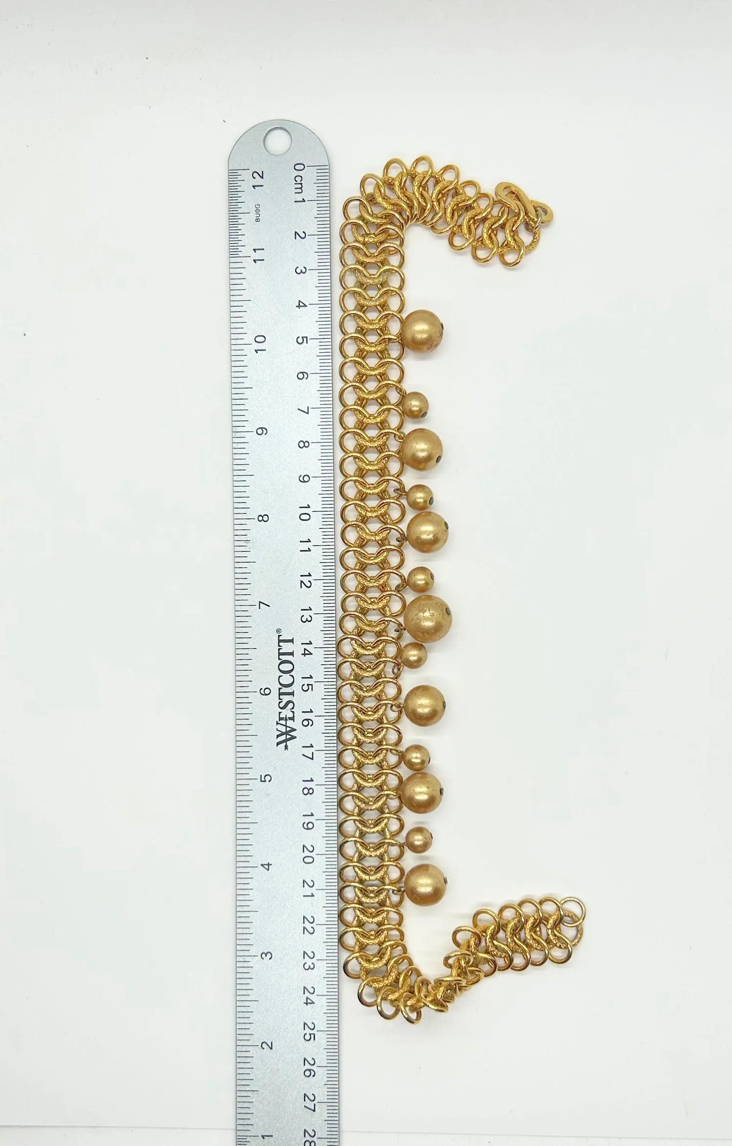 Kenneth Lane Sumptuous Golden Bead Cluster Chainmail Necklace