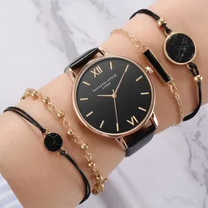 Leather Band Quartz Watch For Women