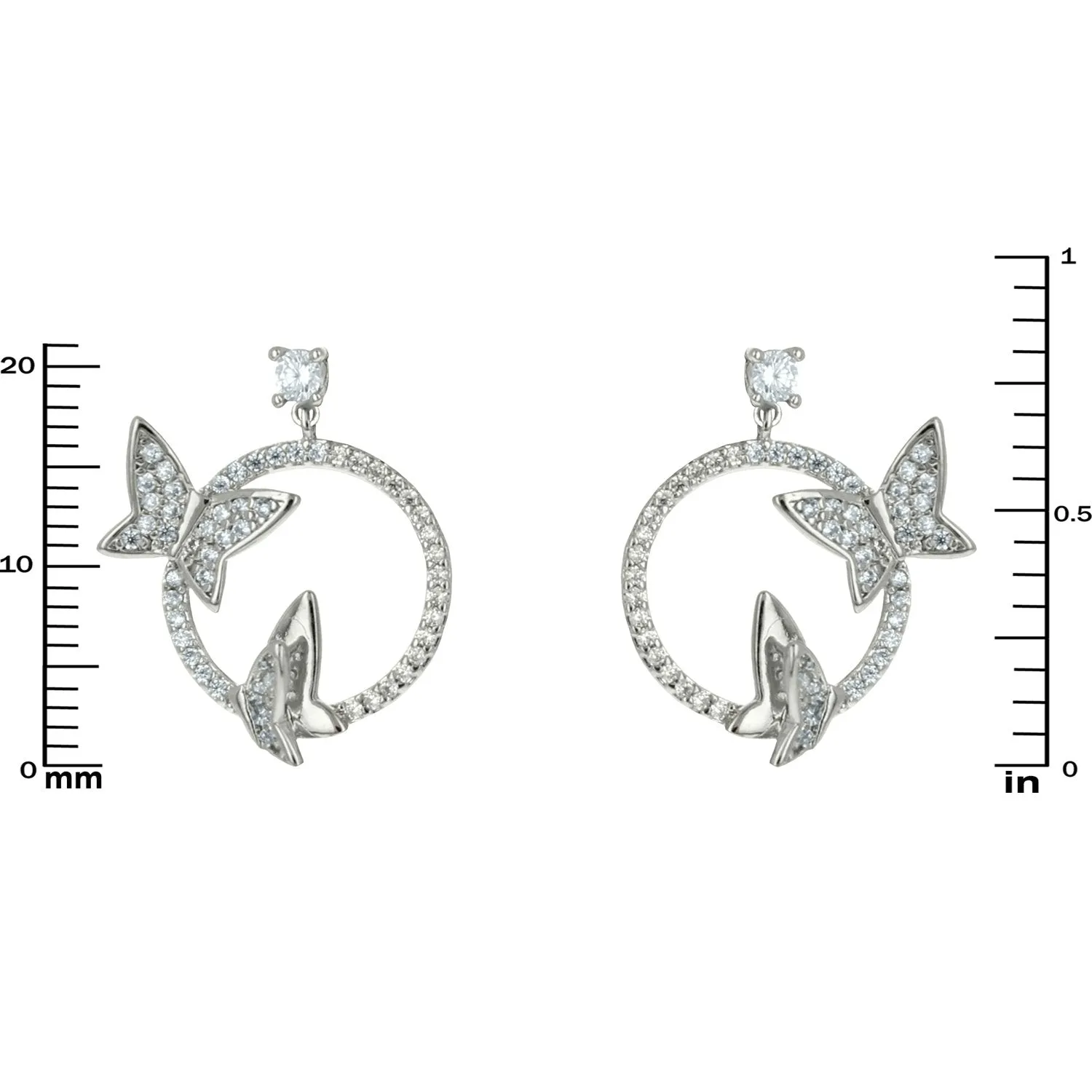 Lisa CZ Butterfly Silver Dangle Earrings