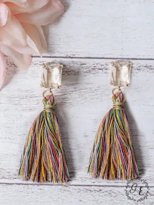 LOVE NOTES MULTI-COLOR TASSEL STUD EARRINGS