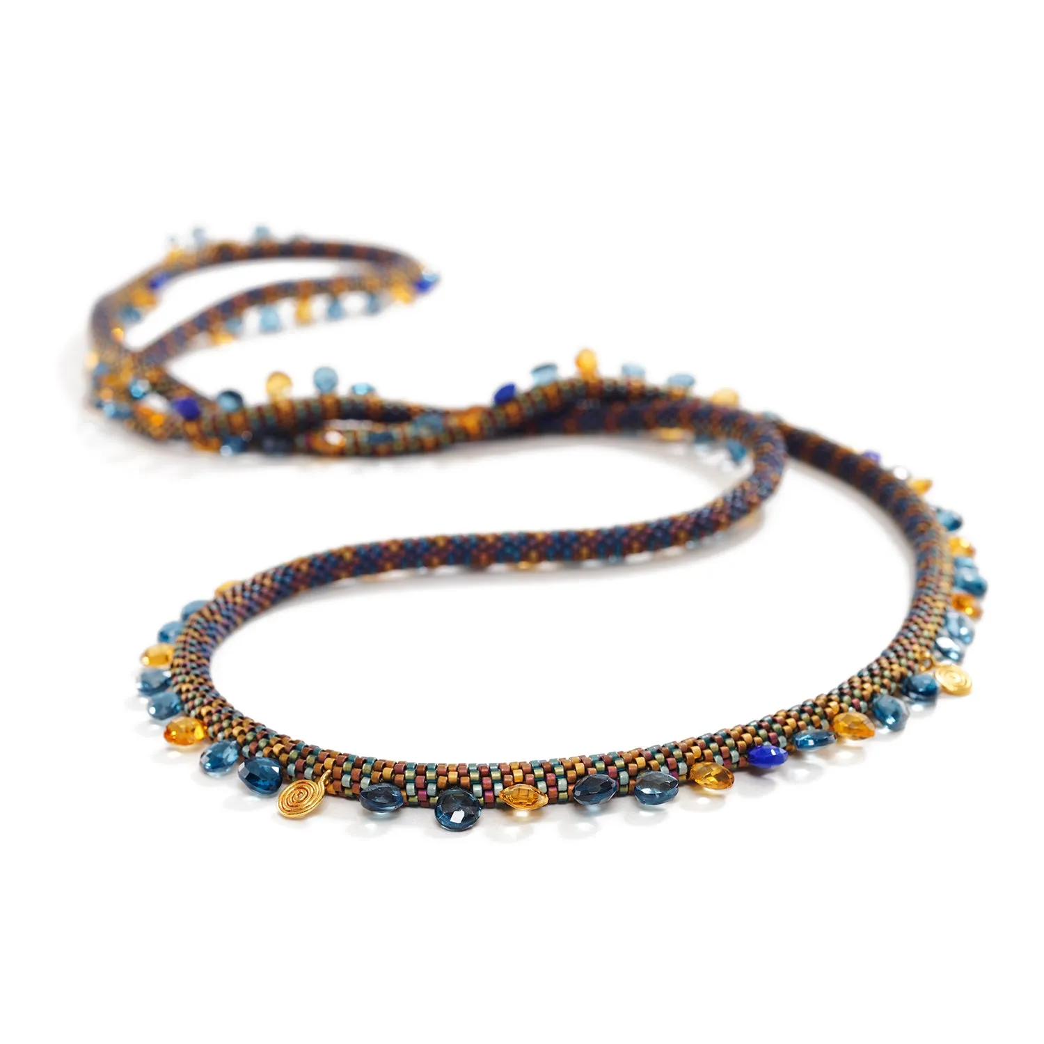 Lyda Pattern Necklace with Topaz, Citrine and Lapis