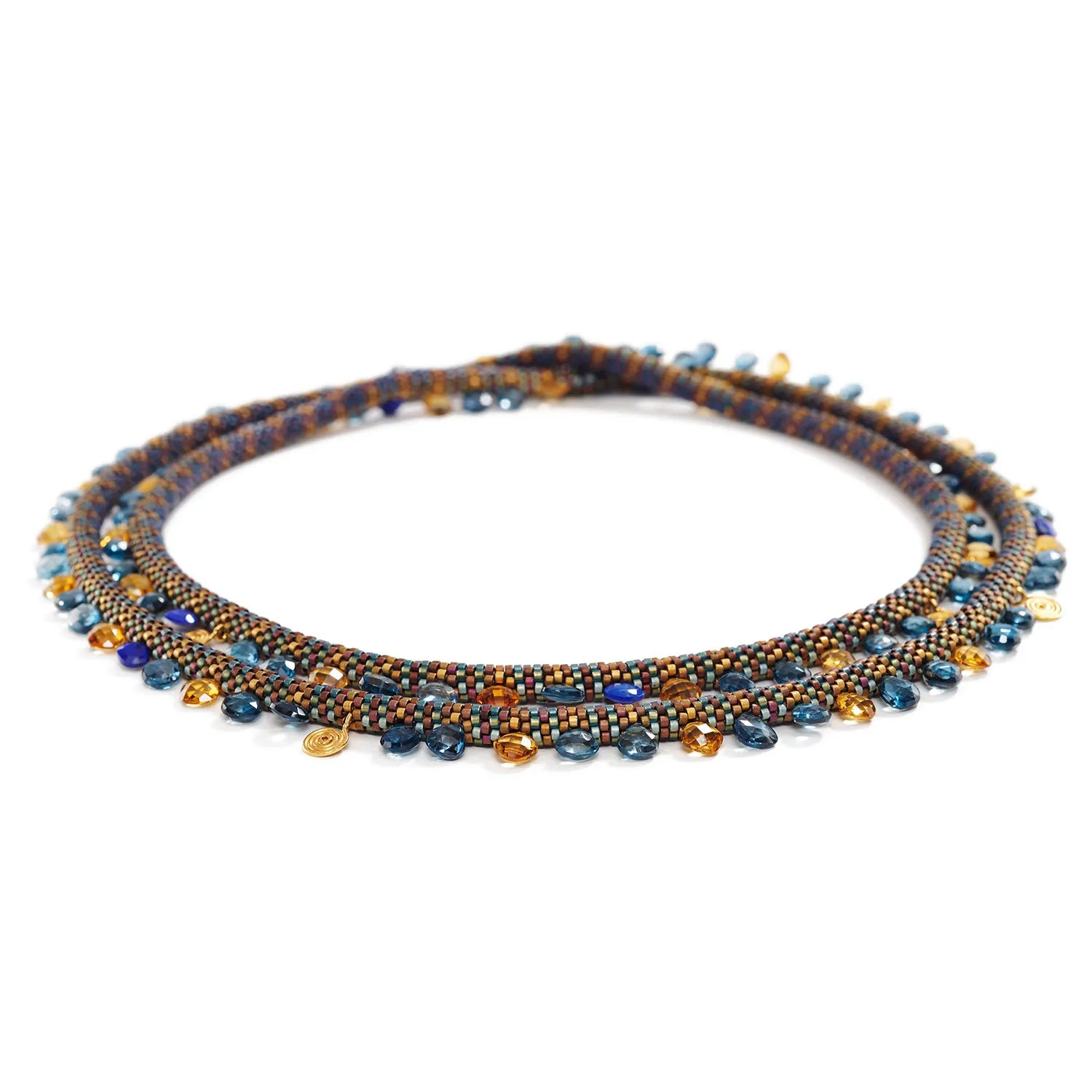 Lyda Pattern Necklace with Topaz, Citrine and Lapis